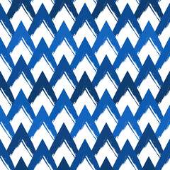 Paint brush seamless pattern. Freehand grunge design background. Scale motif oriental ornament. Trendy handdrawn geometric print