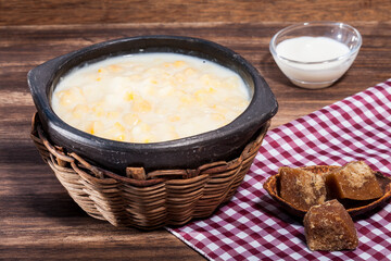 Mazamorra Typical Food From Antioquia Colombia Photo On Wooden Background