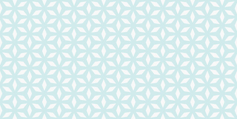 Grid floral geometric wide pattern. Minimalistic seamless illustration with mint diamond shapes. Abstract vector texture. Modern ornament used for design wallpaper, covers, fabric, cloth, wrapping