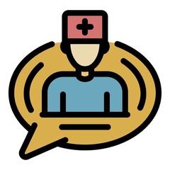 Doctor speech icon. Outline doctor speech vector icon color flat isolated