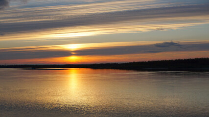landscape sunset river orange light clouds summer autumn