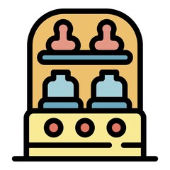 Sterilizing bottle machine icon. Outline sterilizing bottle machine vector icon color flat isolated