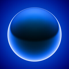 Shining ball isolated on blue background. Illustration.