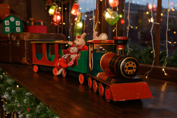 beautiful New Year's toy locomotive