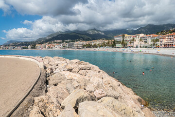The seafront of Menton with beautiful beaches