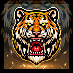 Tiger head mascot. esport logo design