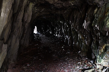 Disused tunnel in slate quarry, Unesco Heritage Landscape.