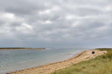 People at seaside at Etel in Brittany France
