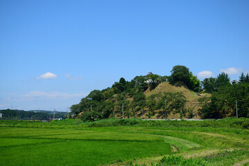 The ruins of the Ohira Castle - Branch castle of the Sengoku period.Typical hill fortress of the...