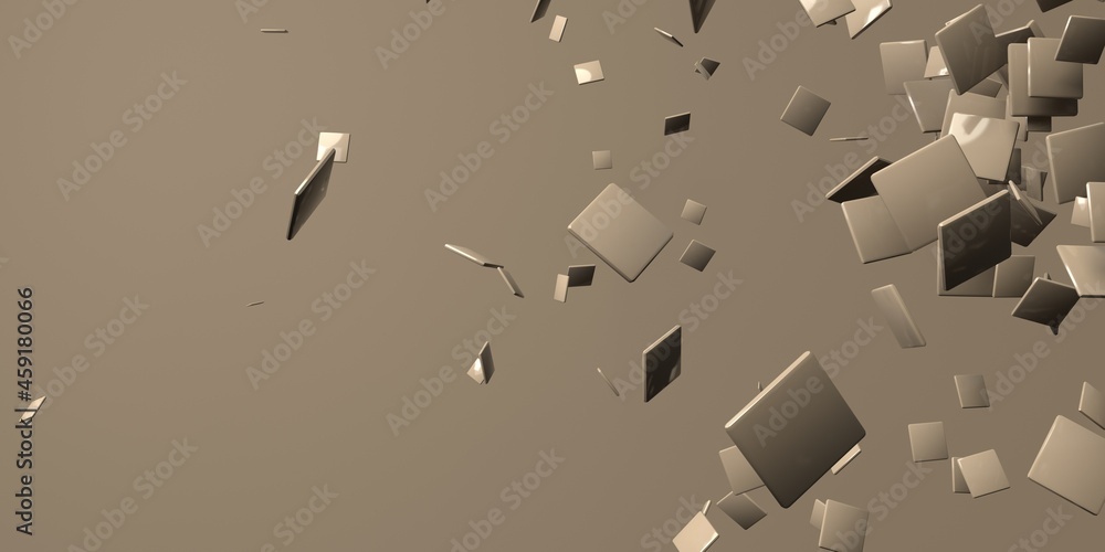Poster 3d render design of different size of square shapes