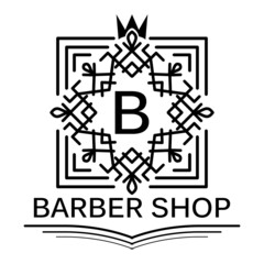 Brutal Logo mandala. Ornate Monogram design for barber shop, Restaurant VIP Fashion and Premium brand identity. Classic modern template for graphic wedding packaging.