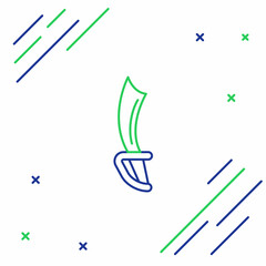 Line Pirate sword icon isolated on white background. Sabre sign. Colorful outline concept. Vector