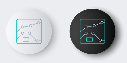 Line Graph, schedule, chart, diagram, infographic, pie graph icon isolated on grey background. Colorful outline concept. Vector
