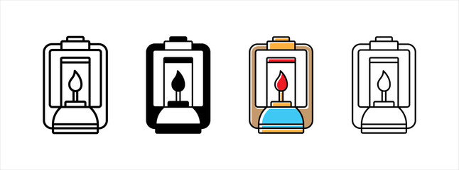 Fototapeta premium Oil lamp vector icon set. Traditional kerosene lantern icons set. Candle light lantern illustration