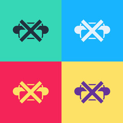 Obraz premium Pop art No junk food icon isolated on color background. Prohibited hot dog. No Fast food sign. Vector