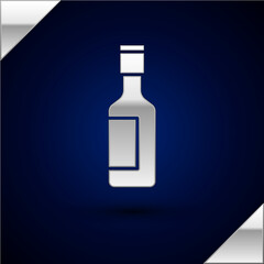 Silver Jewish wine bottle icon isolated on dark blue background. Vector