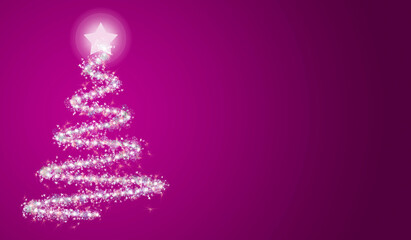 Fondo  rosa con árbol de navidad iluminado