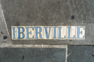 Iberville Street Tile Inlay on Sidewalk in French Quarter in New Orleans, Louisiana, USA
