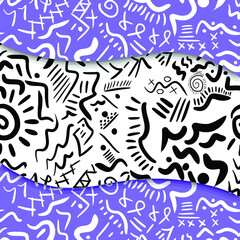 Geometric mixed black and white design pattern