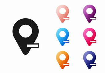 Black Map pin icon isolated on white background. Navigation, pointer, location, map, gps, direction, place, compass, search concept. Set icons colorful. Vector