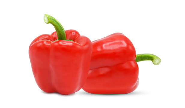 Red bell pepper isolated on white background.