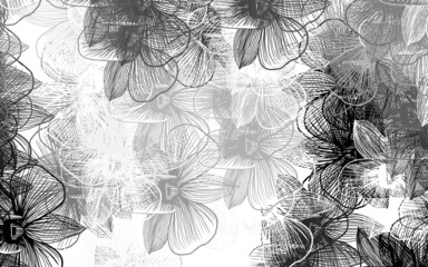 Light Gray vector doodle pattern with flowers.