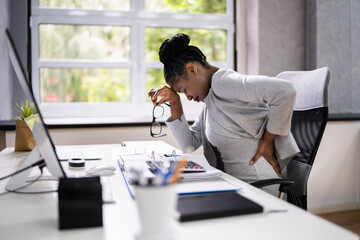 Back Pain Bad Posture Woman Sitting