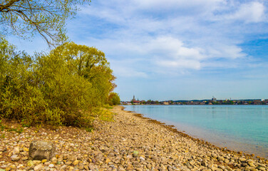 Lake Constance Bodensee landscape panorama view from Kreuzlingen Thurgau Switzerland.