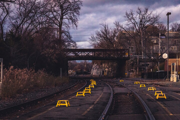 railroad at night