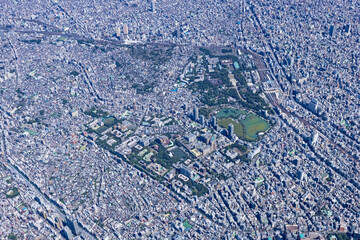 台東区上空・東京大学と上野恩賜公園俯瞰・2021撮影