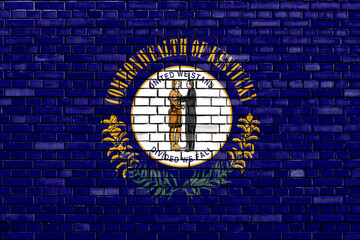 flag of Kentucky painted on brick wall