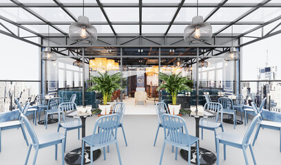 3d render of restaurant