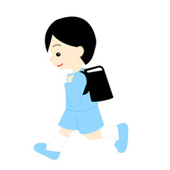 左に向かって走る長袖姿の男の子