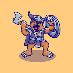 cute angry big bear viking