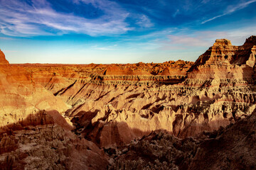 sunset over the badlands