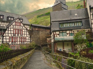 Landscape and architecture of Bacharach, Germany  