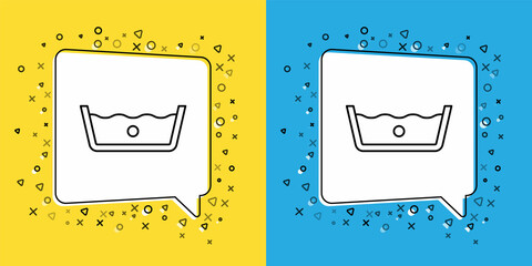 Set line Washing under 30 degrees celsius icon isolated on yellow and blue background. Temperature wash. Vector