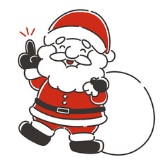 人差し指を立てるサンタクロースのイラスト