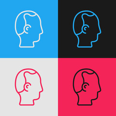 Pop art line Baldness icon isolated on color background. Alopecia. Vector