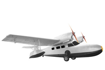  Retro style plane isolated on white background with clipping path