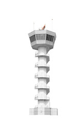 Air traffic control tower isolated on white background with clipping path