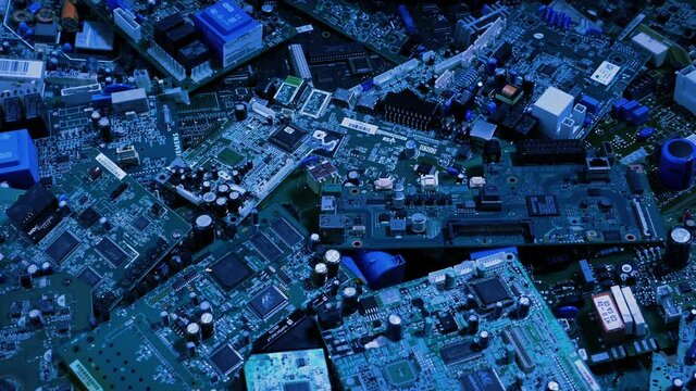PC Computer Parts In Blue Light