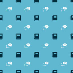 Set Notebook and Speech bubble chat on seamless pattern. Vector