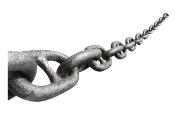 Old Chain of ocean liner isolated on white background with clipping path