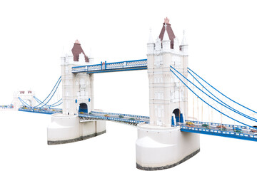 Tower Bridge in London, United Kingdom isolated on white background with clipping path