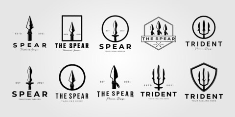 set of spear or collection of arrowhead and bundle of poseidon logo vector illustration design - obrazy, fototapety, plakaty