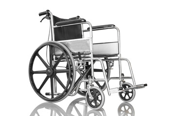 Fototapeta na wymiar Empty wheelchair as medical equipment isolated on white background with clipping path