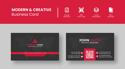 Modern Professional and Clean Business Card Design Vector Template