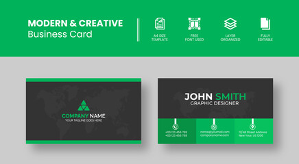 Modern Professional and Clean Business Card Design Vector Template
