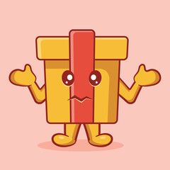 cute delivery box mascot with confused gesture isolated cartoon in flat style